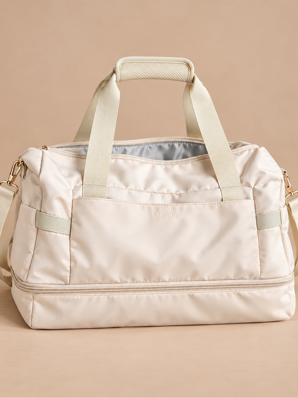 ETRONIK Cream Weekender Gym Bag Travel Duffel Carry On